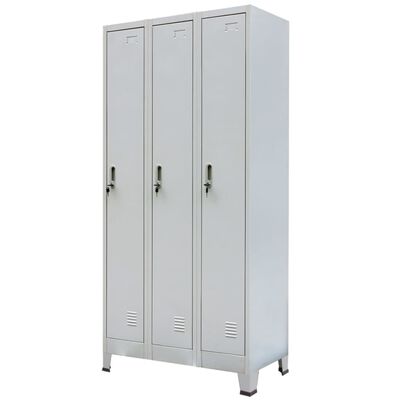 vidaXL Locker Cabinet with 3 Compartments Steel 90x45x180 cm Grey