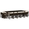 vidaXL 15 Piece Garden Dining Set with Cushions Brown Poly Rattan