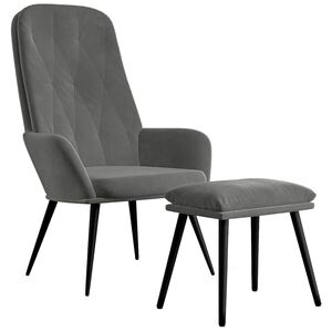 vidaXL Relaxing Chair with Footstool Dark Grey Velvet