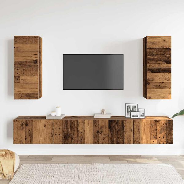 vidaXL 4 Piece TV Cabinet Set Wall-mounted Old Wood Engineered Wood