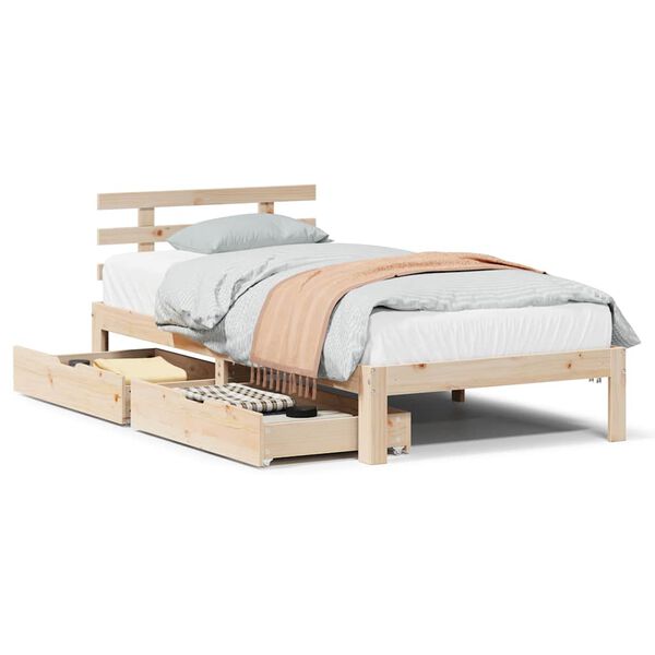 vidaXL Bed Frame with Drawers without Mattress 75x190 cm Small Single