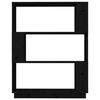 vidaXL Book Cabinet/Room Divider Black 80x25x101 cm Solid Wood Pine