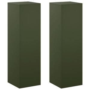 vidaXL Plant Stand 2 pcs Olive Green 30 x 30 x 100 cm Steel