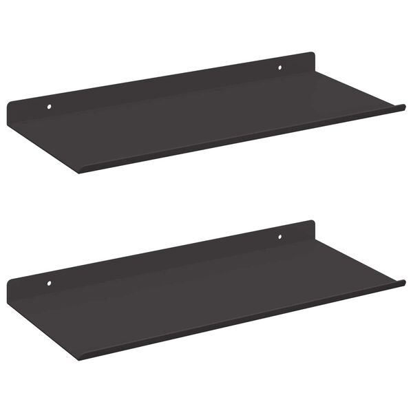 vidaXL Wall Shelf with Shelf 2 pcs Black 40 x 17.5 x 2.5 cm