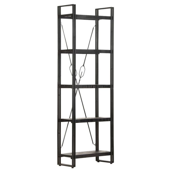 vidaXL 5-Tier Bookcase Black 60x30x180 cm Solid Mango Wood