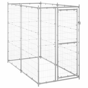 vidaXL Dog Kennel | Silver | Galvanised steel | 110x220x180 cm | Durable