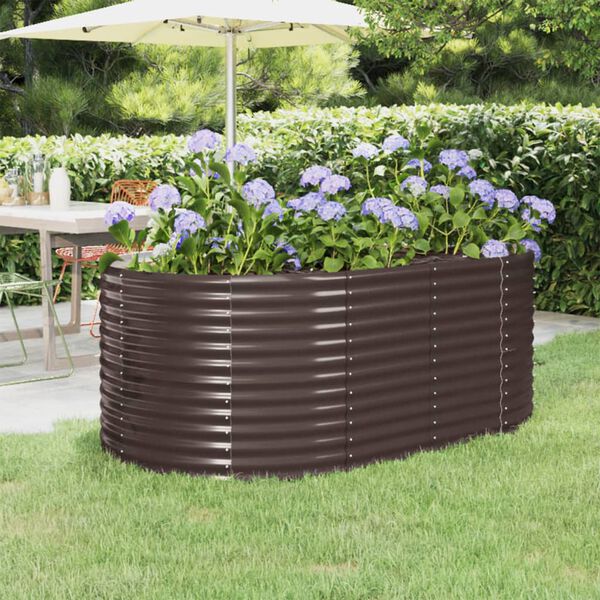 vidaXL Garden Raised Bed Powder-coated Steel 175x100x68 cm Brown