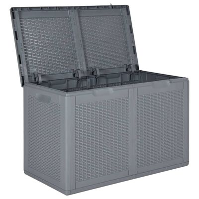 vidaXL Garden Storage Box Grey PP Rattan 180 L