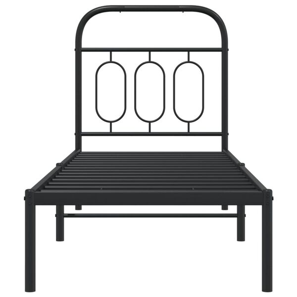 vidaXL Metal Bed Frame without Mattress with Headboard Black 75x190cm
