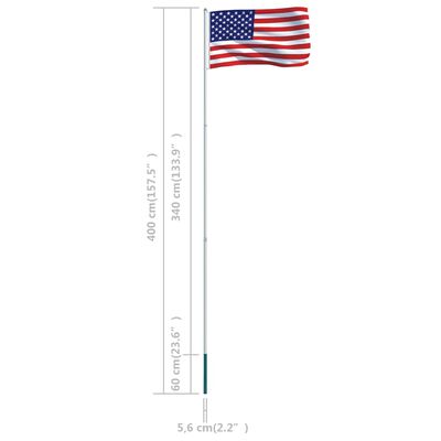 vidaXL US Flag and Pole Aluminium 4 m