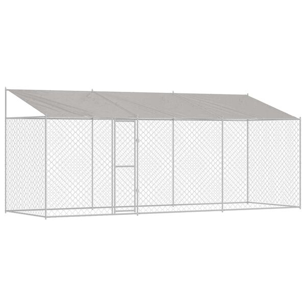 vidaXL Dog Cage with Roof Silver 600 x 200 x 256 cm Steel and PE