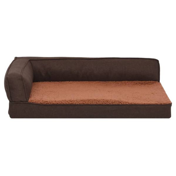 vidaXL Ergonomic Dog Bed Mattress 90x64 cm Linen Look Fleece Brown