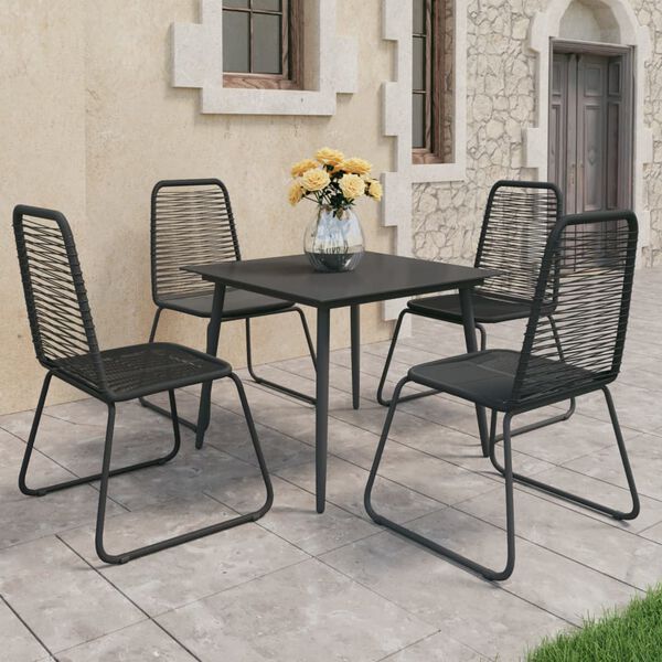 vidaXL 5 Piece Garden Dining Set PVC Rattan Black