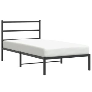 vidaXL Metal Bed Frame without Mattress with Headboard Black 107x203cm