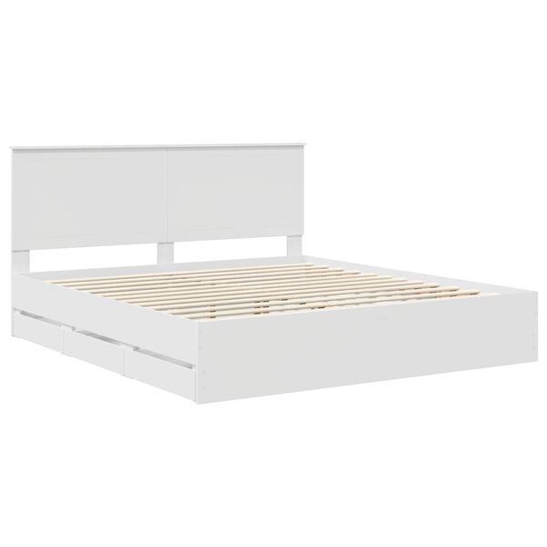 vidaXL Bed Frame with Drawer White 180 x 200 cm Engineer Wood