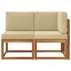 vidaXL Outdoor Middle and Corner Sofa 2 Piece Natural and Beige