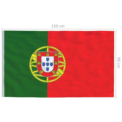 vidaXL Portugal Flag and Pole Aluminium 6.2 m