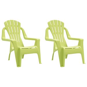 vidaXL Garden Chairs 2 pcs for Children Green 37x34x44cm PP Wooden Look