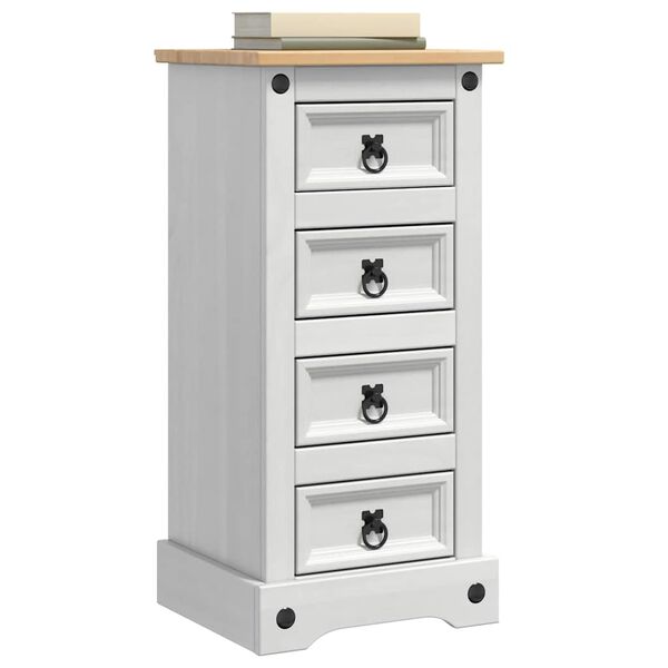 vidaXL Bedside Table White 35 x 32.5 x 74 cm Solid Pine Wood