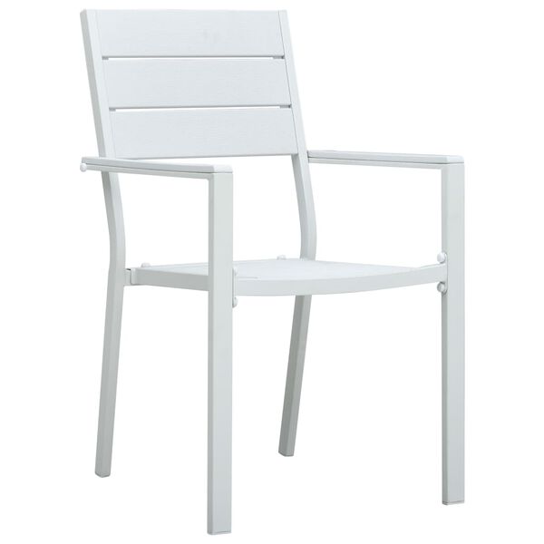 vidaXL Garden Chairs 4 pcs White HDPE Wood Look