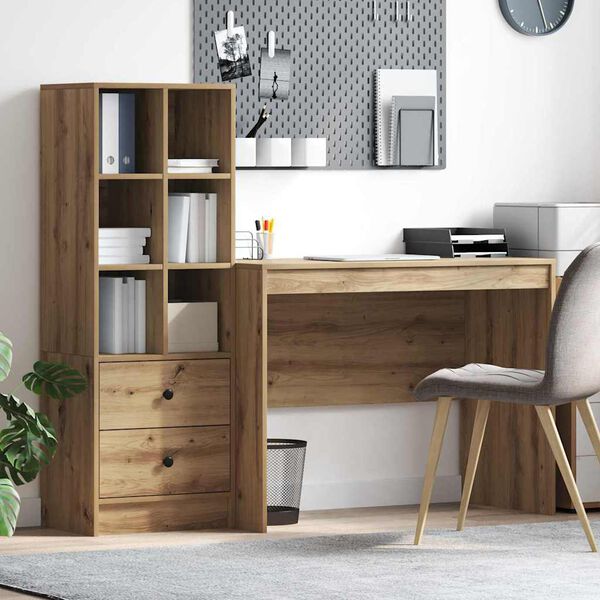 vidaXL Desk with Drawer 2 pcs Artisan Oak