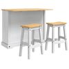 vidaXL Kitchen Island Set 3 pcs White and Honey Wax 112 x 70 x 91.5 cm