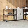 vidaXL Kitchen Storage Set with Shelf 2 pcs Silver Galvanised Steel