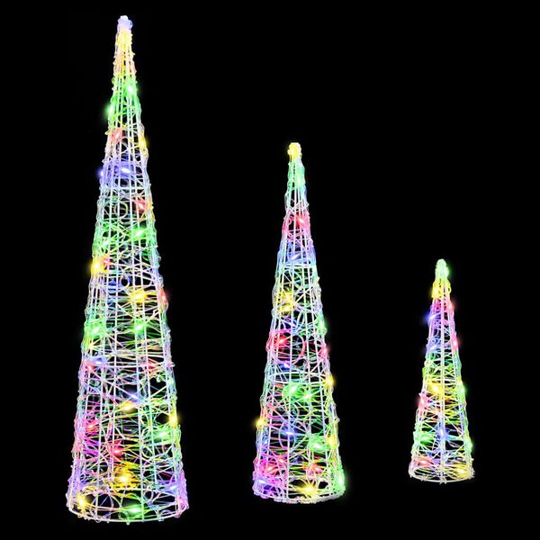 vidaXL Christmas Tree 3 pcs Multicolour 20 x 20 x 80 cm Acrylic