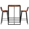 vidaXL Bar Set 3 Pieces Solid Reclaimed Wood and Genuine Goat Leather