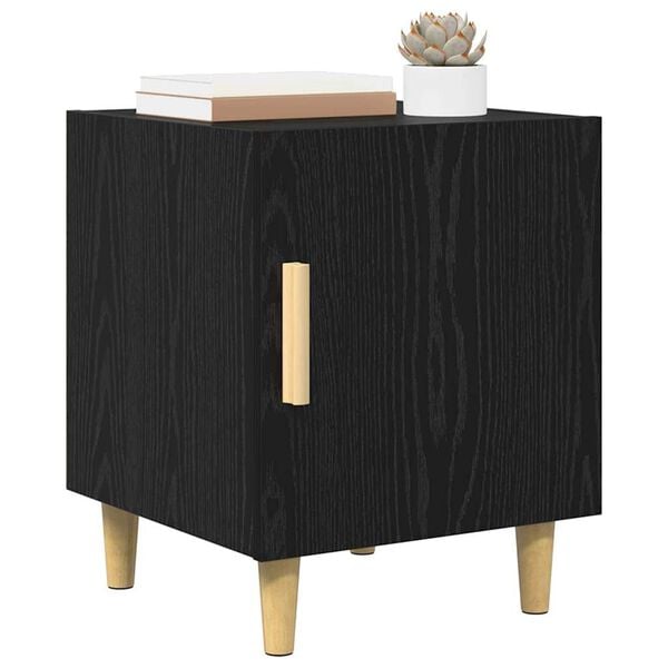 vidaXL Bedside Cabinet Black Oak 40 x 40 x 50 cm Engineered Wood