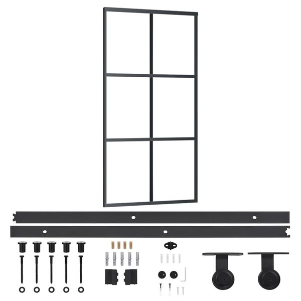 vidaXL Sliding Door with Hardware Set ESG Glass&Aluminium 102x205 cm