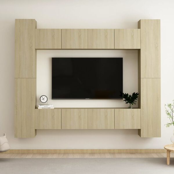 vidaXL 8 Piece TV Cabinet Set Sonoma Oak Engineered Wood
