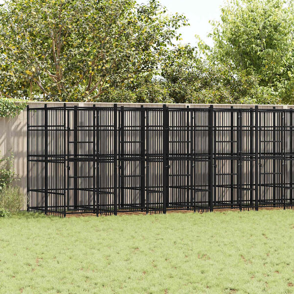 vidaXL Outdoor Dog Kennel Steel 18.43 m&sup2;