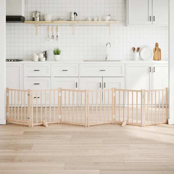 vidaXL Dog Gate with Door Foldable 6 Panels 300 cm Solid Wood Fir