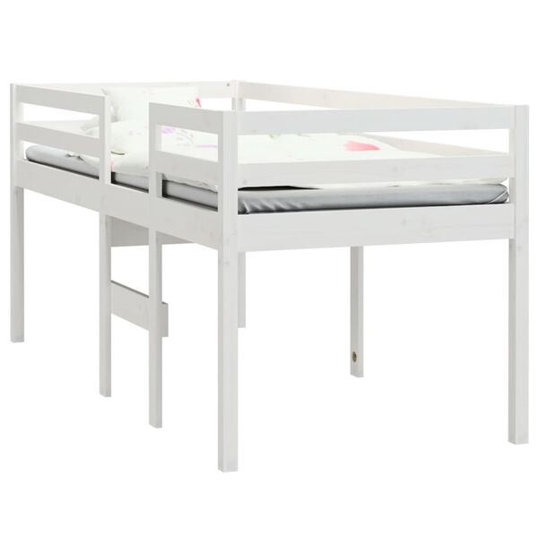 vidaXL High Sleeper Bed without Mattress White 90x200 cm Solid Wood Pine
