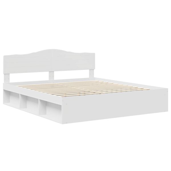 vidaXL Bed Frame with Headboard White 200 x 200 cm Solid Pine Wood