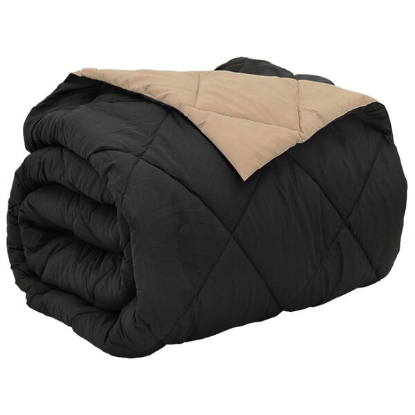 vidaXL Full Year Duvet Black and Taupe 240 x 200 cm Microfiber