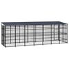 vidaXL Outdoor Dog Kennel with Roof Steel 12.9 m²