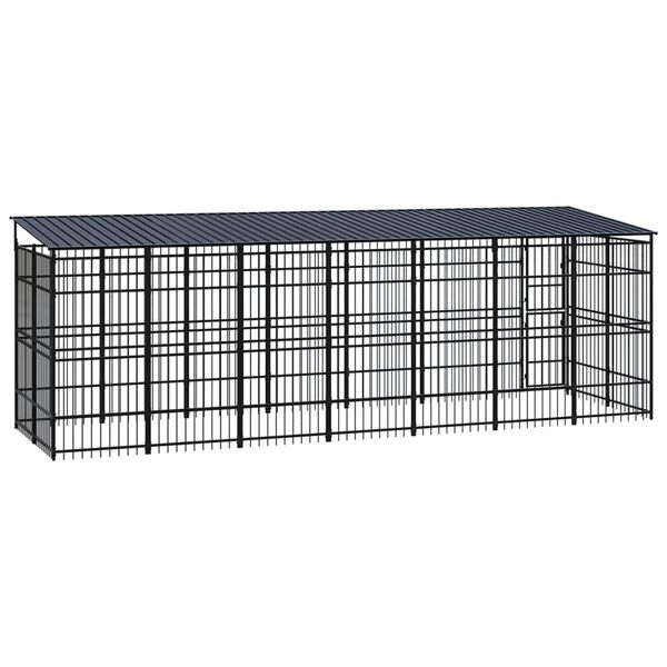 vidaXL Outdoor Dog Kennel with Roof Steel 12.9 m²