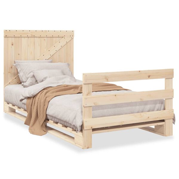 vidaXL Bed Frame without Mattress with Headboard 100x200 cm Solid Wood
