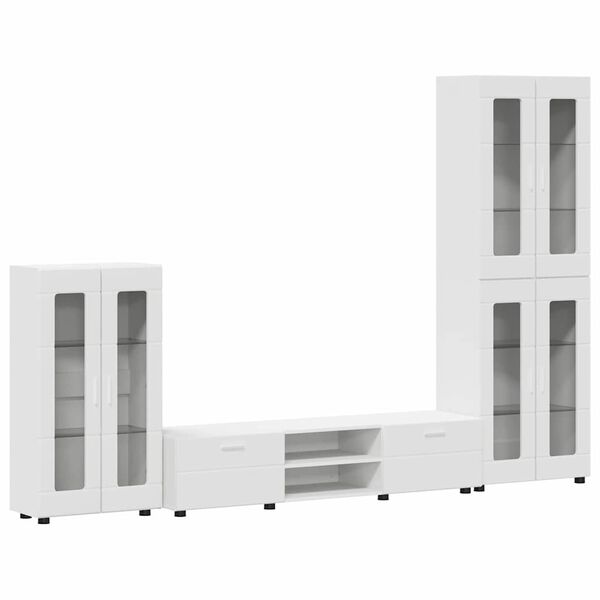 vidaXL TV Cabinet Set with Drawer FLORIN White Engineered Wood