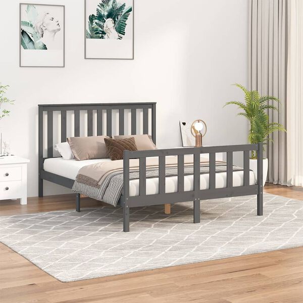 vidaXL Bed Frame without Mattress Grey 140x200 cm Solid Wood Pine