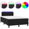 vidaXL Box Spring Bed with Mattress&LED Black 120x200cm Velvet
