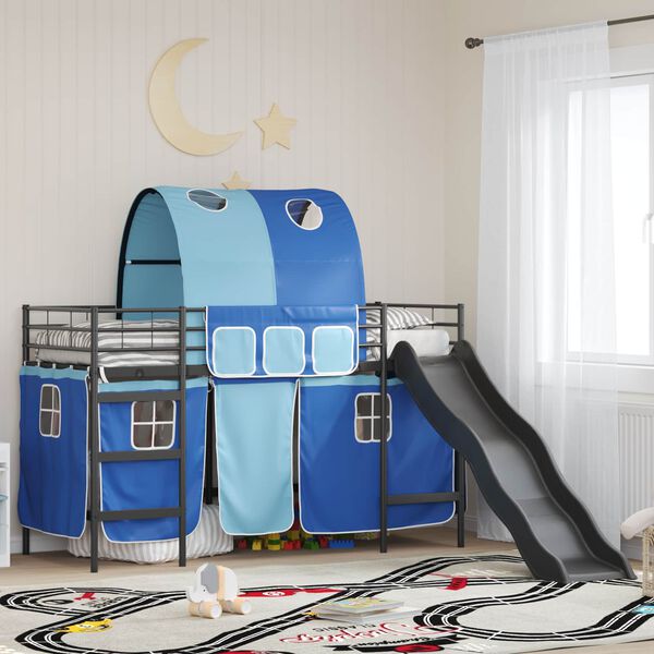 vidaXL Kids'Loft Bed Frame Black and Blue 74.5 x 190 cm Metal