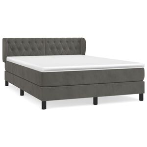 vidaXL Box Spring Bed with Mattress Dark Grey 140x200 cm Velvet