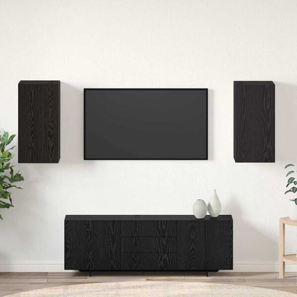 vidaXL Wall TV Cabinet Wall-mounted 2 pcs Black Oak 30.5 x 30 x 60 cm