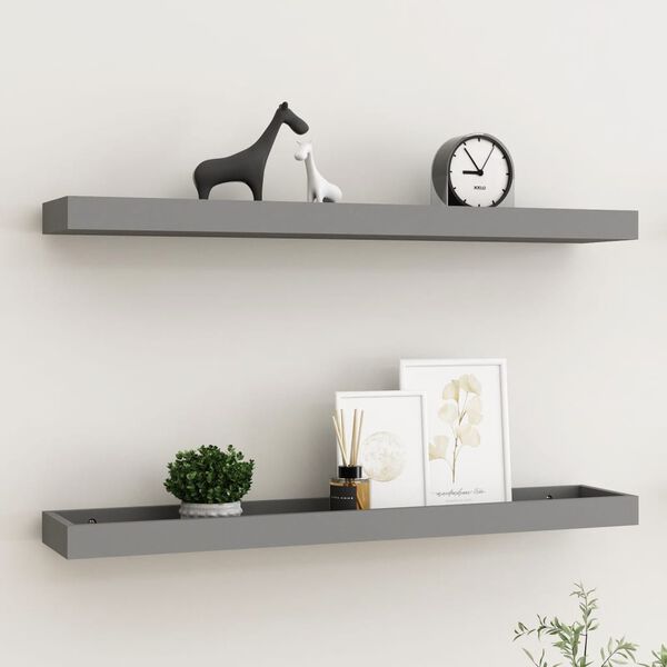 vidaXL Loggia Wall Shelves 2 pcs Grey 80x15x4 cm MDF