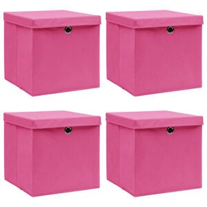 vidaXL Storage Boxes with Lids 4 pcs Pink 32x32x32 cm Fabric
