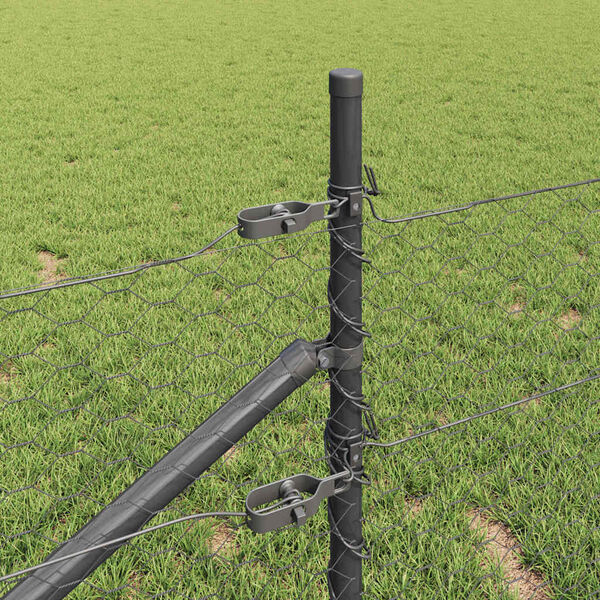 vidaXL Fence with Posts Grey 0.5 x 25 m PVC-coated steel