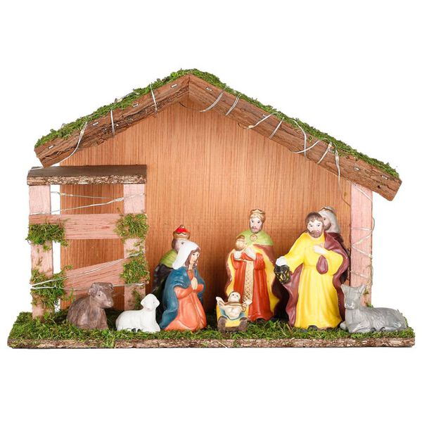 HI Light Up Christmas Nativity Scene Sew Wood LED Decoration Ornament